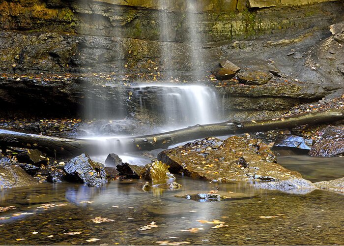 cucumber Falls In Ohiopyle State Park Greeting Card featuring the photograph Cucumber Falls detail - Ohiopyle State Park by Brendan Reals