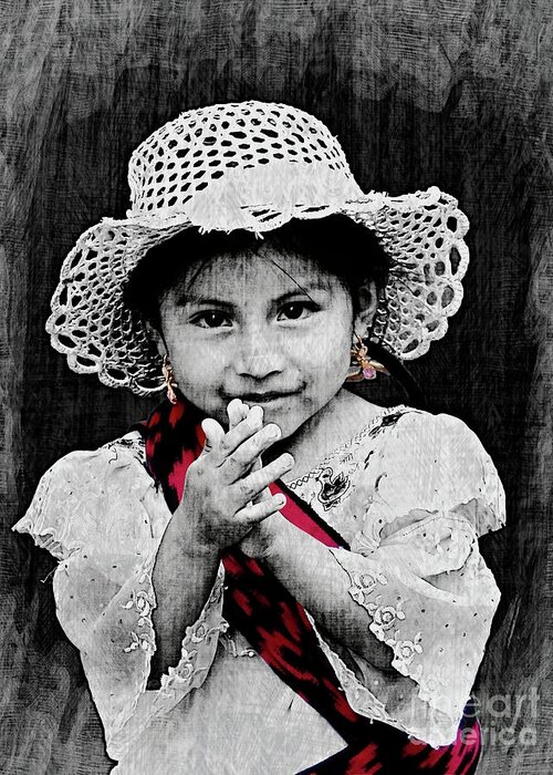 Girl Greeting Card featuring the photograph Cuenca Kids 1058 by Al Bourassa