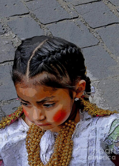 Girl Greeting Card featuring the photograph Cuenca Kids 617 by Al Bourassa