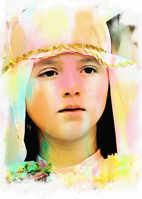 Girl Greeting Card featuring the photograph Cuenca Kids 899 by Al Bourassa
