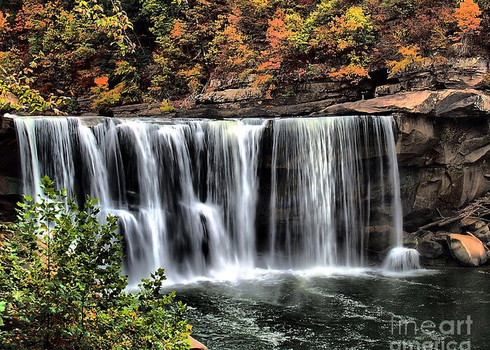 Waterfall Greeting Card featuring the photograph Cumberland Falls Three by Ken Frischkorn