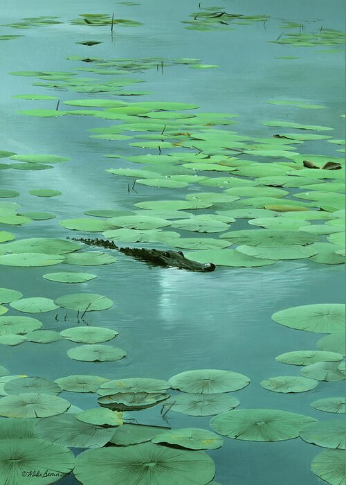 Alligator Greeting Card featuring the painting Cumberland Resident by Mike Brown