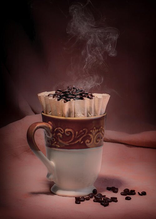 Aroma Greeting Card featuring the photograph Cup of Hot Coffee by Tom Mc Nemar