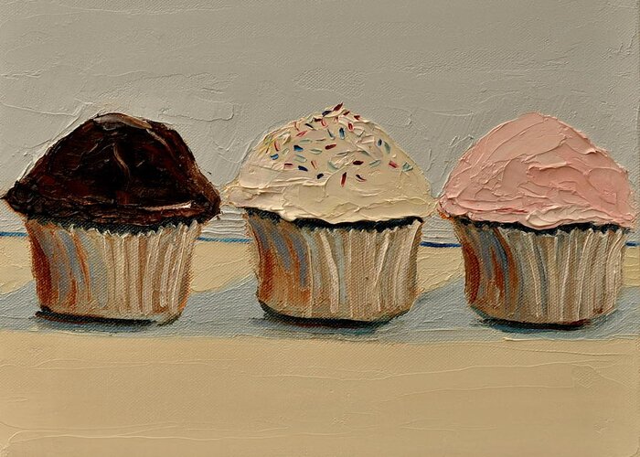 Cupcake Greeting Card featuring the painting Cupcake by Lindsay Frost