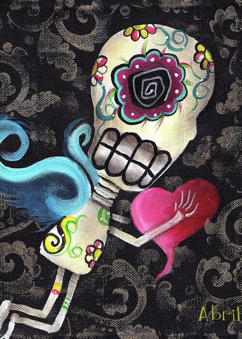 Day Of The Dead Greeting Card featuring the painting Cupido by Abril Andrade