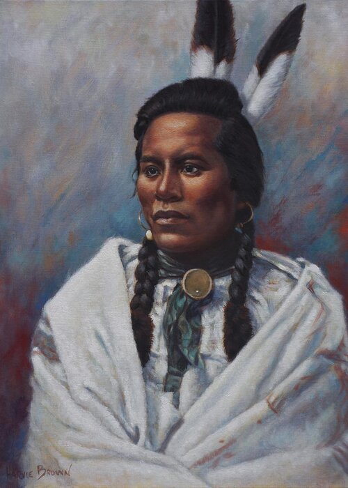 Native American Greeting Card featuring the painting Curly by Harvie Brown