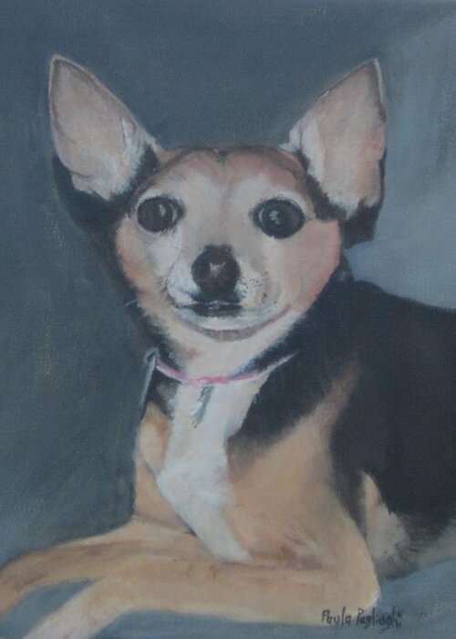 Dog Greeting Card featuring the painting Cutie Pie by Paula Pagliughi