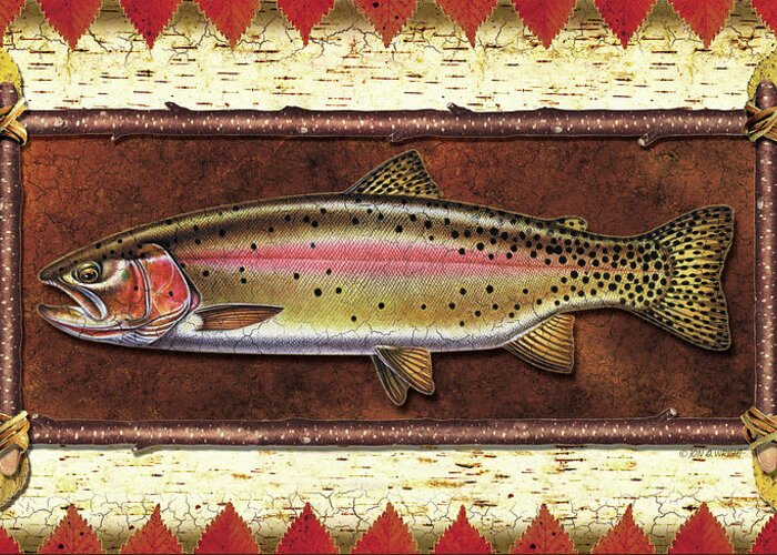 Trout Greeting Card featuring the painting Cutthroat Trout Lodge by JQ Licensing