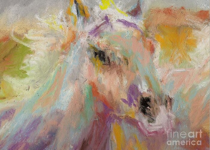 Horses Greeting Card featuring the painting Cutting loose by Frances Marino