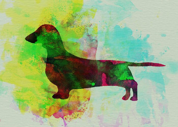 Dachshund Greeting Card featuring the painting Dachshund Watercolor by Naxart Studio