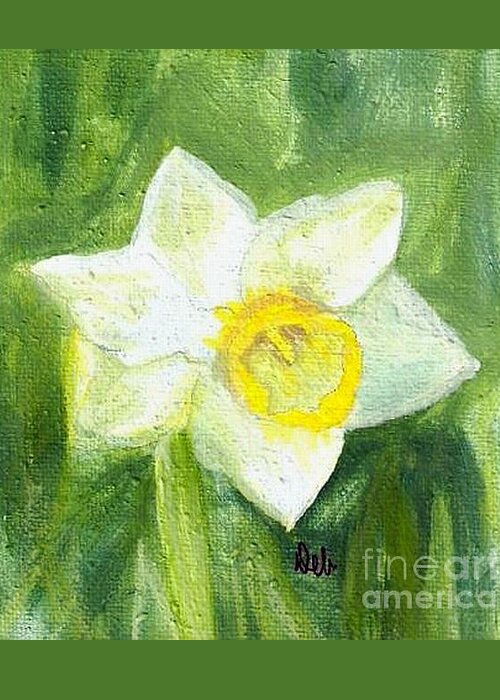 Daffodil Greeting Card featuring the painting Daffodil by Deb Stroh-Larson