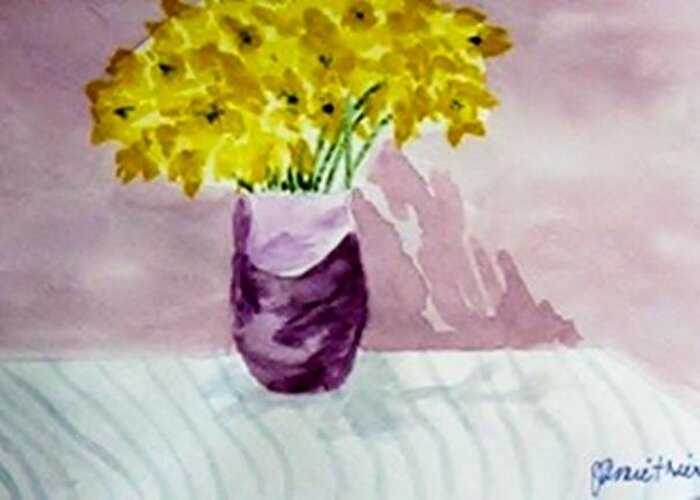 Daffodils Greeting Card featuring the painting Daffs by Jamie Frier