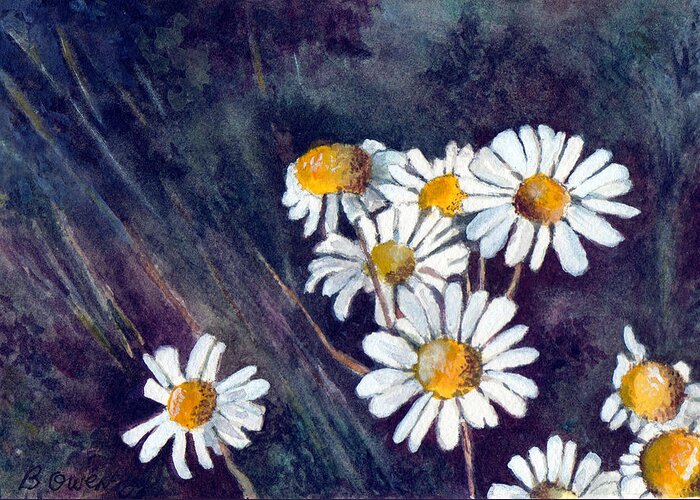 Watercolor Still Life Daisies Flowers Floral Greeting Card featuring the painting Daisies by Brenda Owen