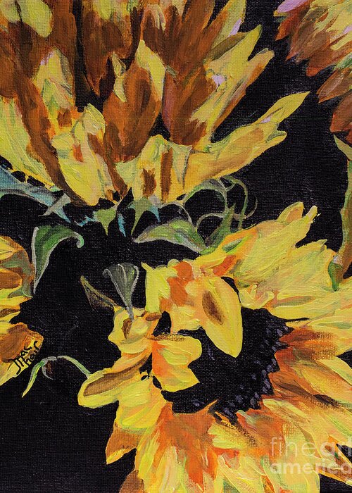 Acrylic Greeting Card featuring the painting Daisies by Jackie MacNair