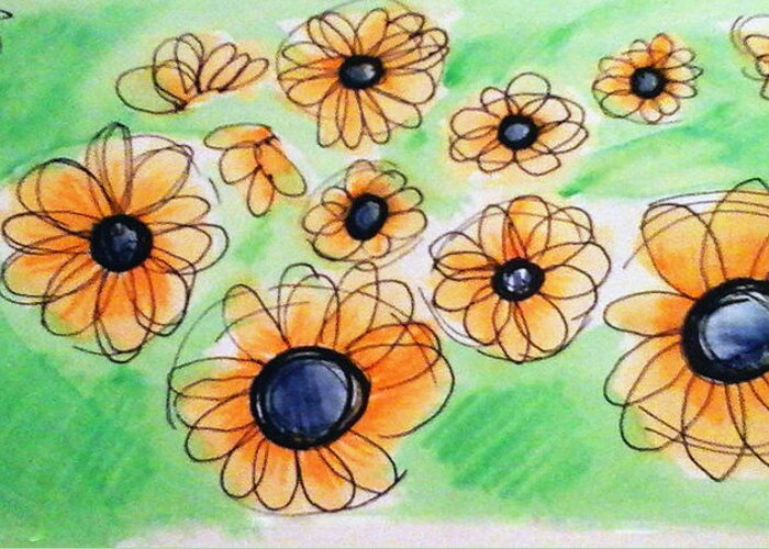 Daisies Greeting Card featuring the painting Daisies by Loretta Nash