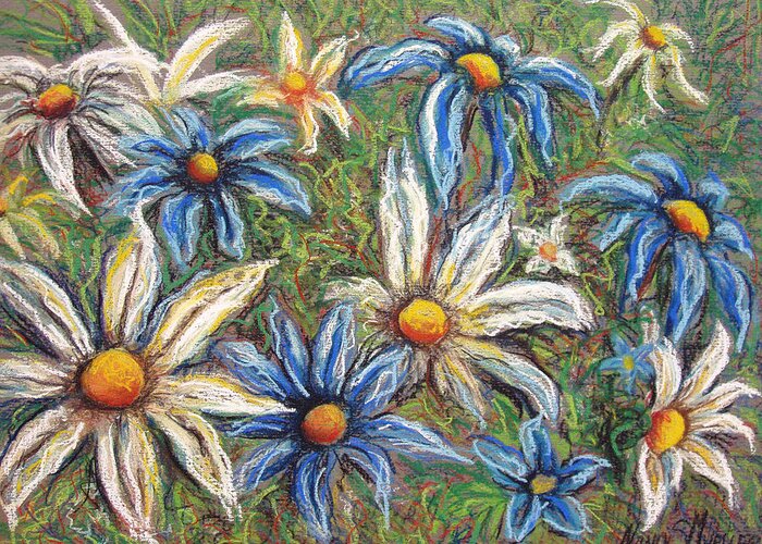 Daisies Greeting Card featuring the pastel Daisies Pastel by Nancy Mueller
