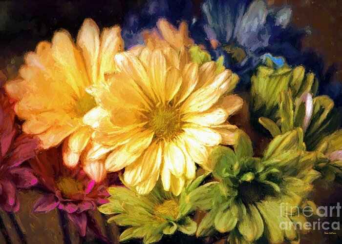 Daisy Flowers Greeting Card featuring the mixed media Daisy Flower Print by Tina LeCour