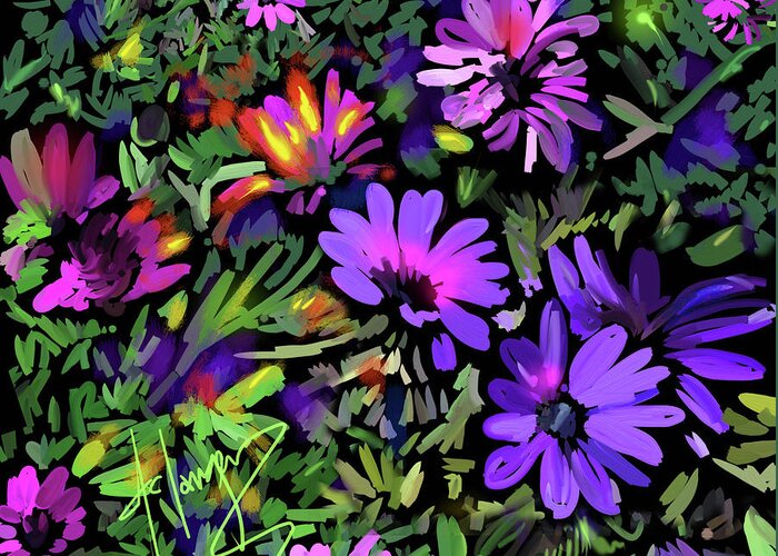 Dc Langer Greeting Card featuring the painting Daisy Garden by DC Langer