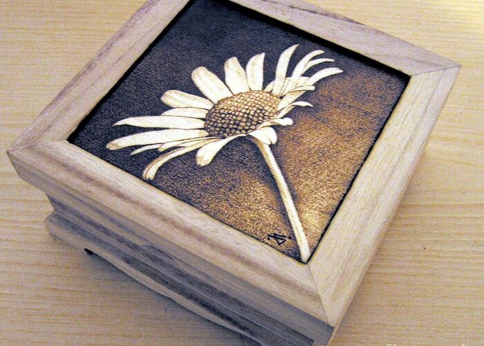 Daisy Greeting Card featuring the pyrography Daisy by Ilaria Andreucci