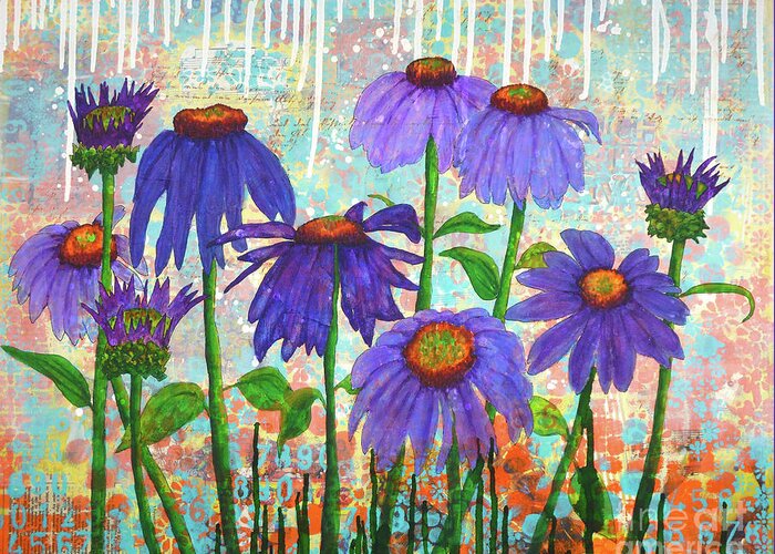 Daisies Greeting Card featuring the painting Daisy Masquerade by Lisa Crisman