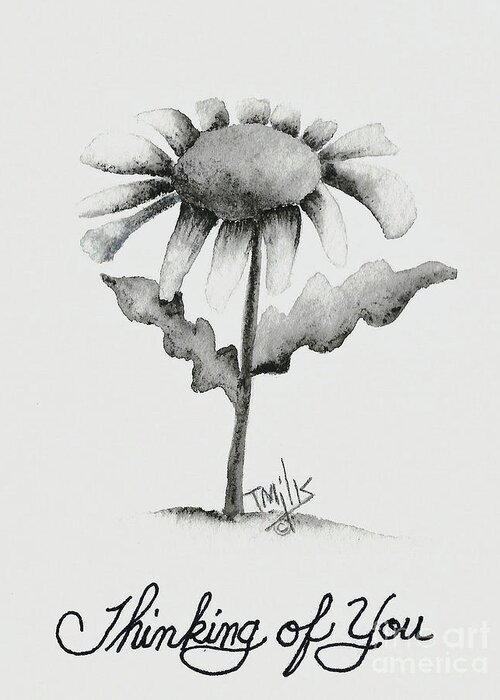 Drawing Greeting Card featuring the drawing Daisy by Terri Mills