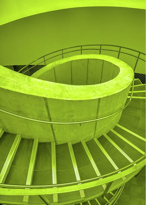 Dali Museum Greeting Card featuring the photograph Dali Museum Staircase in Green by Judith Barath
