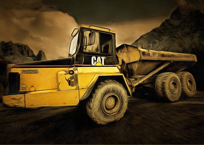 Caterpillar Greeting Card featuring the photograph Dan Creek Rock Truck by Fred Denner
