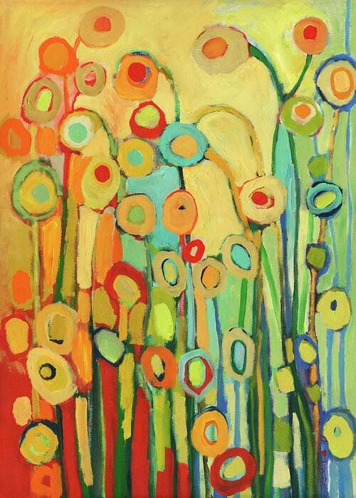 Floral Greeting Card featuring the painting Dance of the Flower Pods by Jennifer Lommers