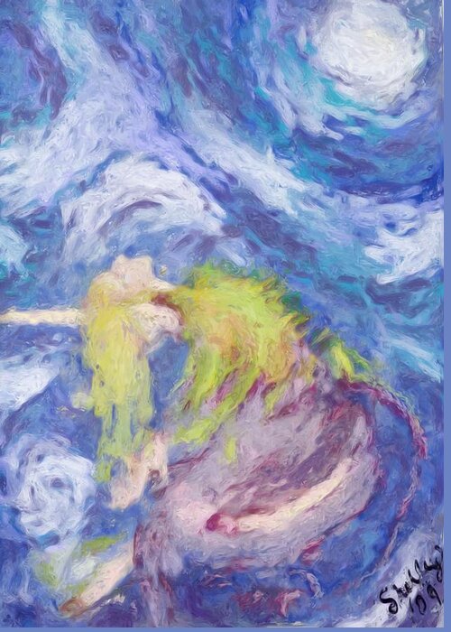 Moon Greeting Card featuring the painting Dance with the Moon by Shelley Bain