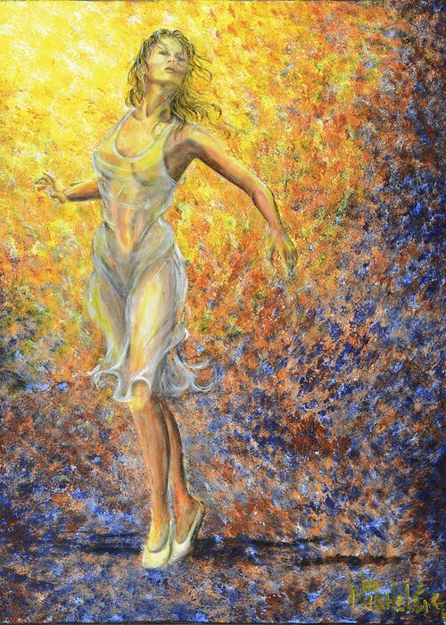 Sensual Dancer Greeting Card featuring the painting Dancer Away by Nik Helbig