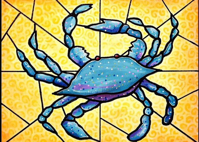 Crab Greeting Card featuring the painting Dancing Blue Crab 4 by Jim Harris