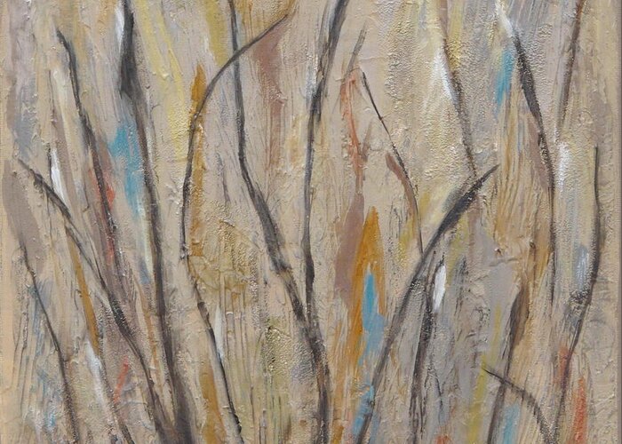 Landscape Greeting Card featuring the painting Dancing Cattails I by Trish Toro