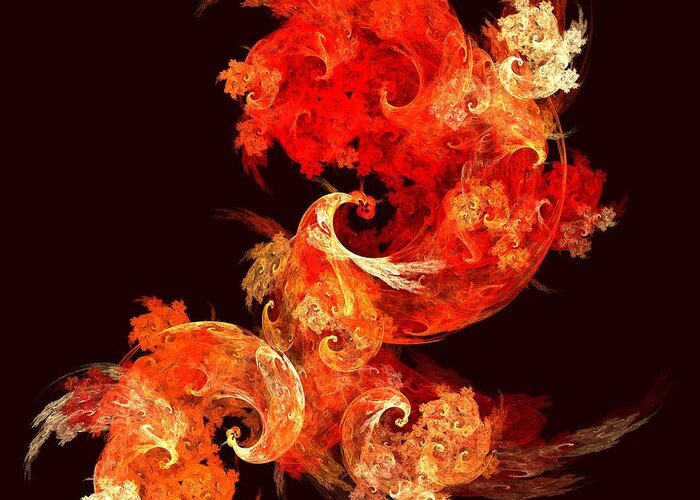 Dancing Greeting Card featuring the painting Dancing Firebirds by Oni H