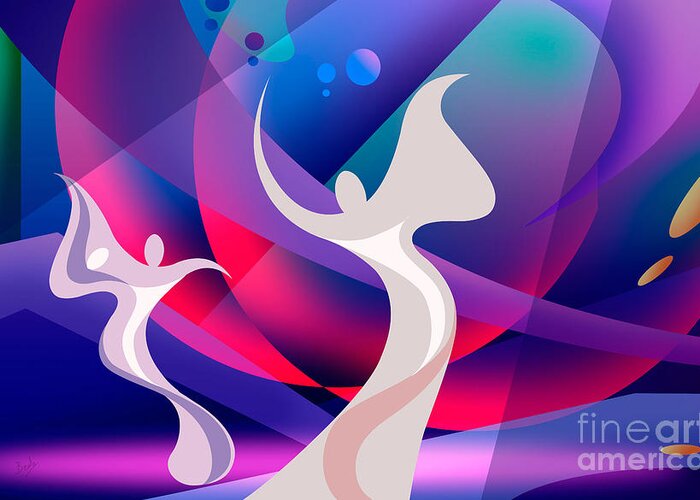 Dance Greeting Card featuring the digital art Dancing Ghosts by Peter Awax