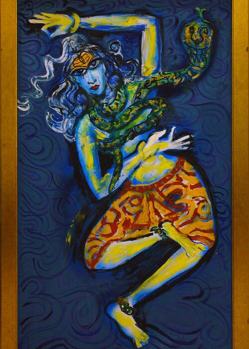 Dance Greeting Card featuring the painting Dancing Shiva by Guruji Aruneshvar Paris Art Curator Katrin Suter