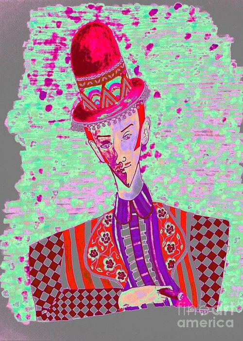 Fancy Man Greeting Card featuring the digital art Dandy in Red Derby by Jayne Somogy