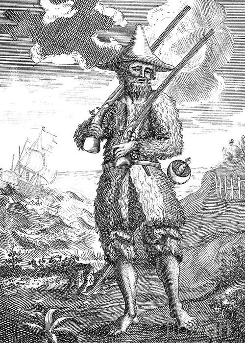 Literature Greeting Card featuring the photograph Daniel Defoes Robinson Crusoe by Science Source