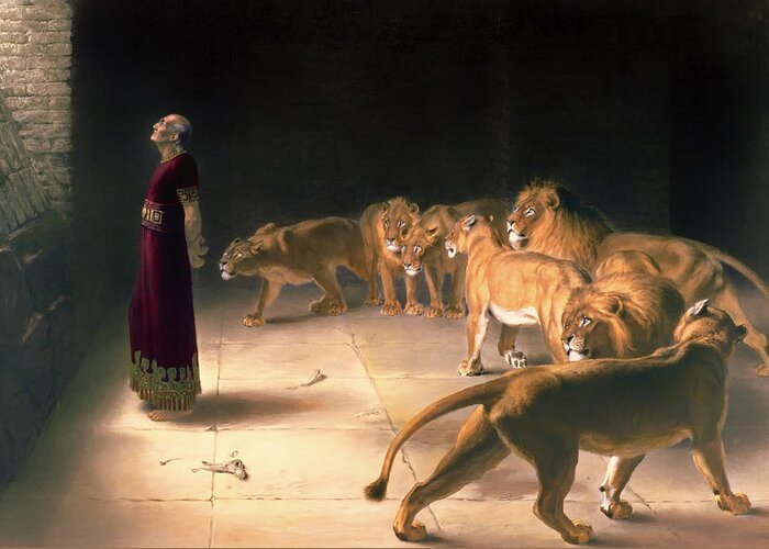 Painting Greeting Card featuring the painting Daniel's Answer To The King by Mountain Dreams