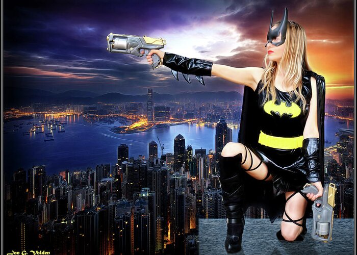 Bat Woman Greeting Card featuring the photograph Dark City Of The Bat by Jon Volden