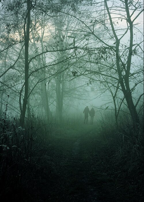 Dark Greeting Card featuring the photograph Dark paths by Cambion Art