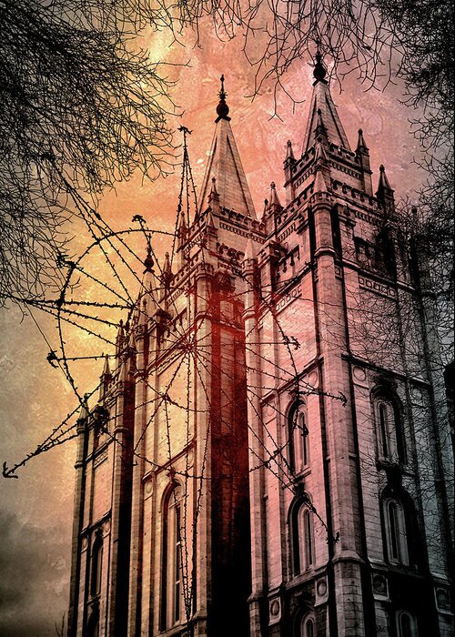 Salt Lake City Greeting Card featuring the photograph Dark Temple by Jim Hill