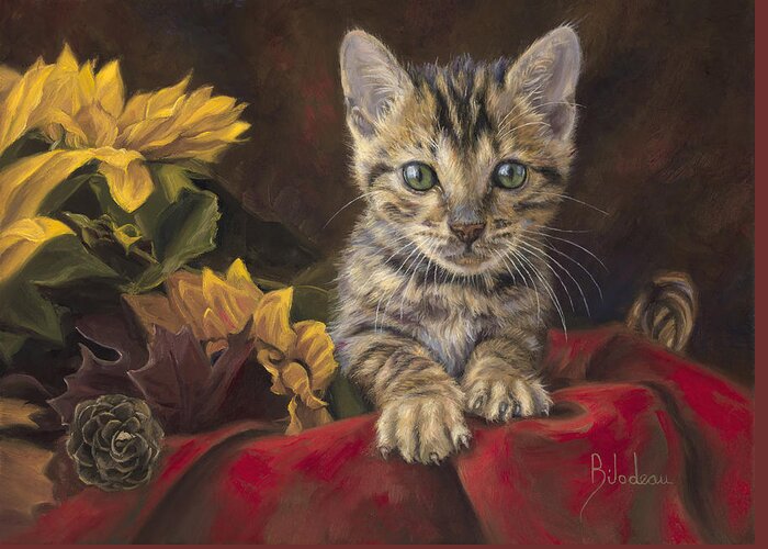 Cat Greeting Card featuring the painting Darling by Lucie Bilodeau