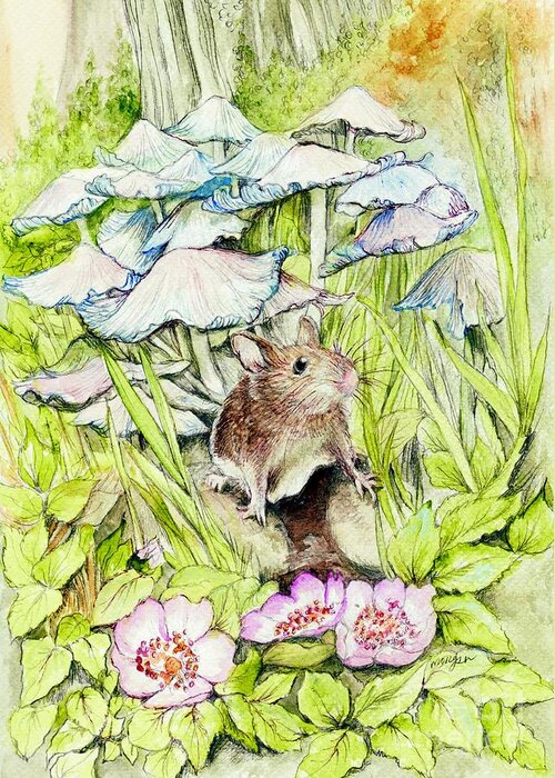 Darling Greeting Card featuring the painting Darling Mouse by Morgan Fitzsimons