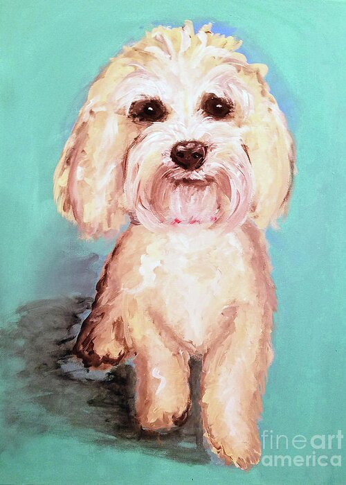 Dog Greeting Card featuring the painting Date With Paint Feb 19 Olive by Ania M Milo