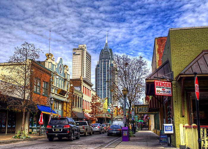 Downtown Greeting Card featuring the photograph Dauphin Street by Brad Boland