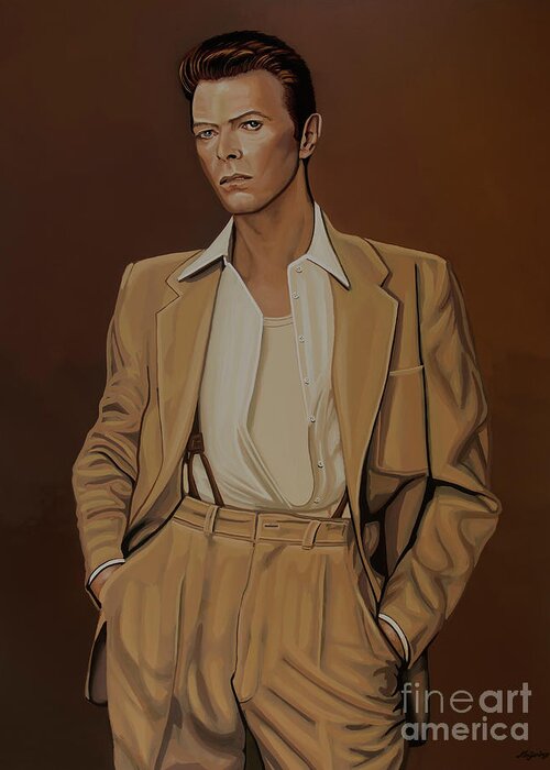 David Bowie Greeting Card featuring the painting David Bowie Four Ever by Paul Meijering