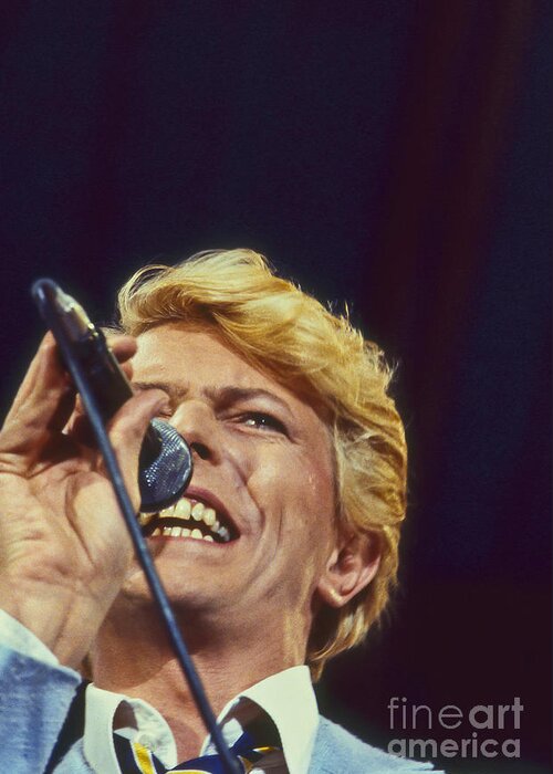 Photo Greeting Card featuring the photograph David Bowie smiling eye by Philippe Taka