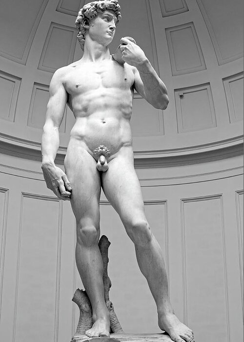 David Greeting Card featuring the photograph Michelangelo David Marble Statue, Accademia Gallery, Florence, Italy by Kathy Anselmo