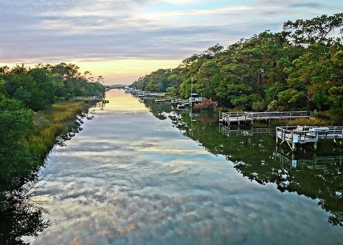 Oak Island Greeting Card featuring the photograph Davis Canal, Oak Island by Don Margulis