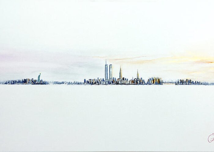 Artwork Greeting Card featuring the painting Dawn New York City by Jack Diamond